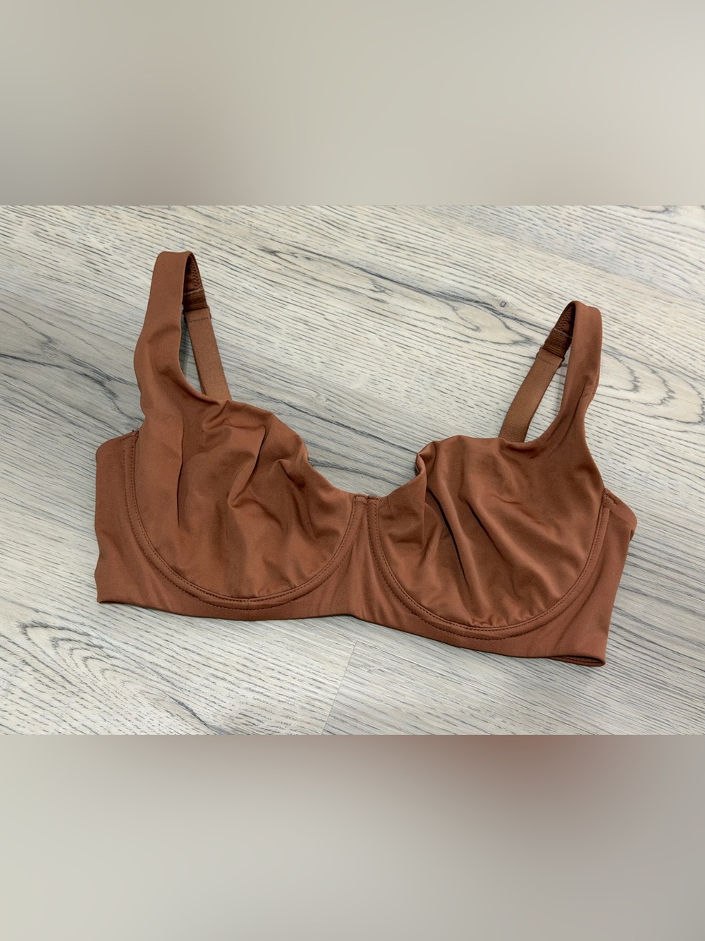 NEW SHECURVE Underwire Seamless Stretch Bra In Coffee Brown Size 36F (36DDD) $68